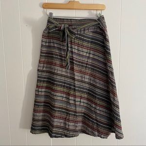 TLB Striped Midi Wrap Skirt